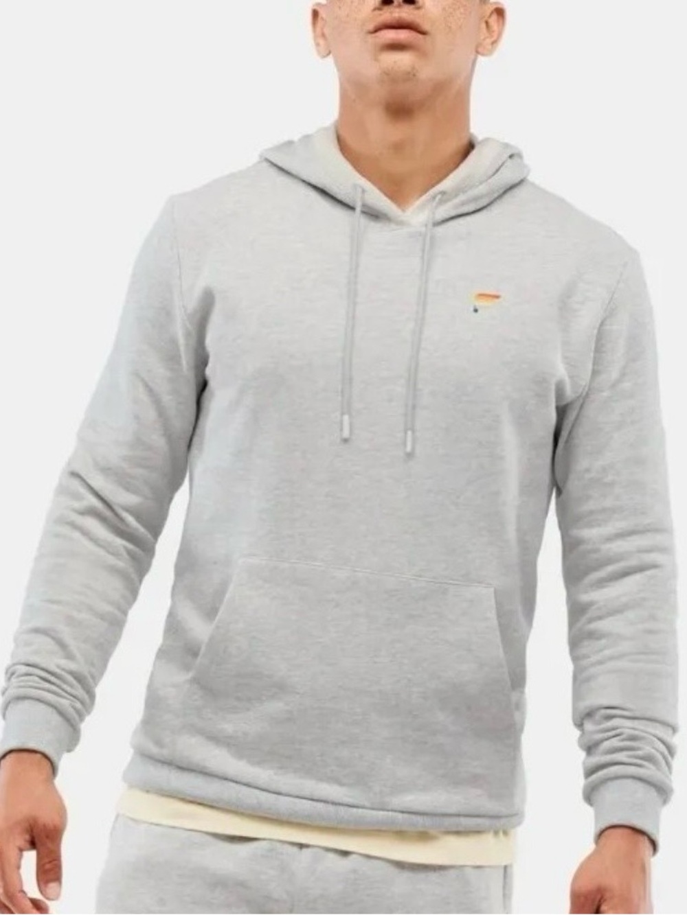 Fabletics Pride Hoodie Rainbow Size Large Gray Pullover Long Sleeve Sweatshirt